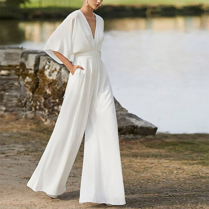 Jedah - Damen Jumpsuit Mit V Ausschnitt