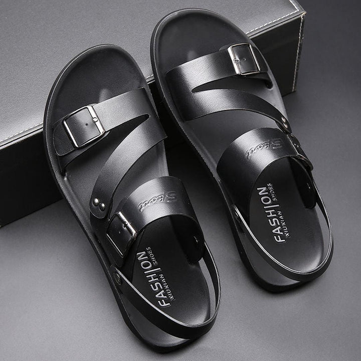 Terrence - Leder Sandalen Mit Schnallenriemen