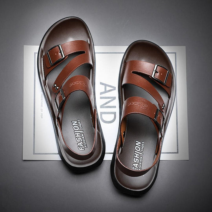 Terrence - Leder Sandalen Mit Schnallenriemen