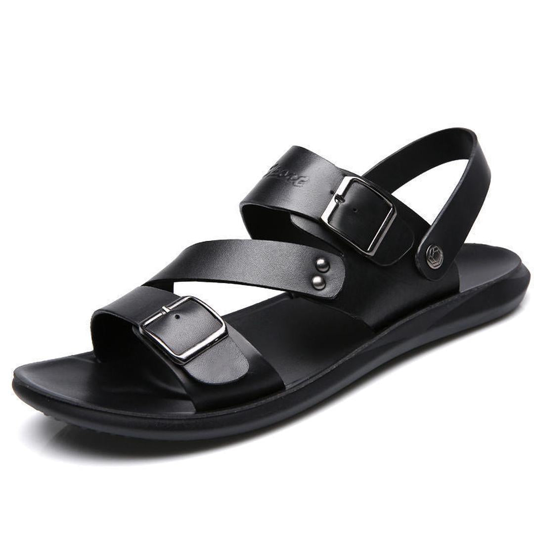 Terrence - Leder Sandalen Mit Schnallenriemen