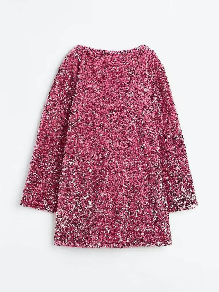 Damen Bouclé Minikleid Langarm Strukturiert - Image 13
