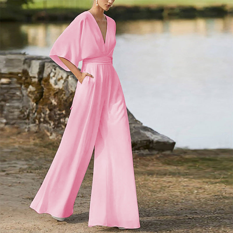 Jedah - Damen Jumpsuit Mit V Ausschnitt