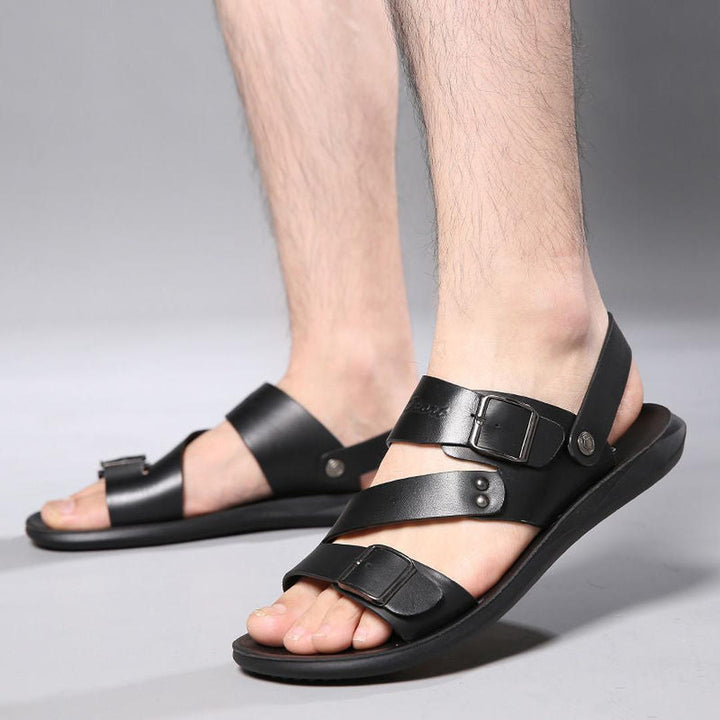 Terrence - Leder Sandalen Mit Schnallenriemen