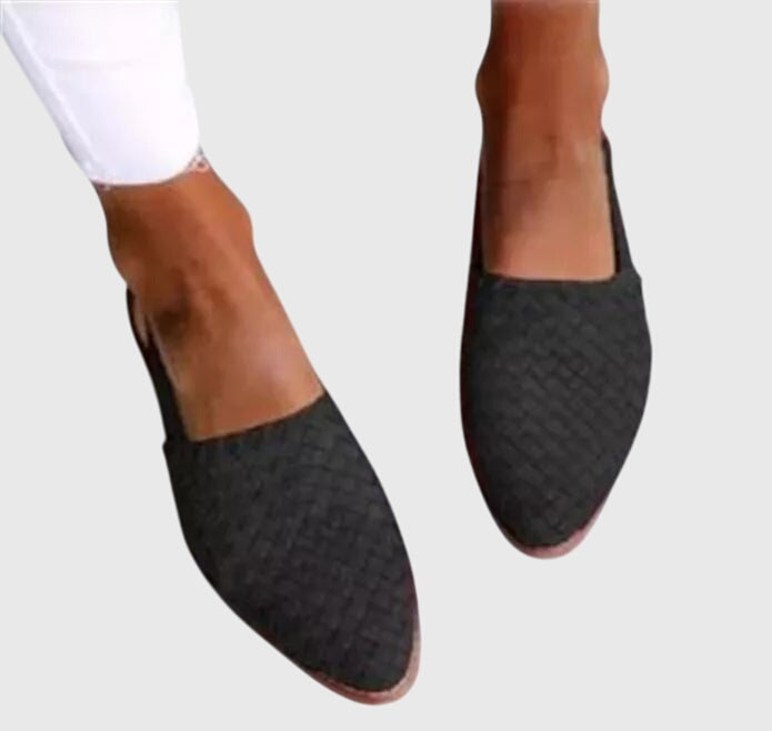 Women Woven Pointed Toe Backless Mule Flats - Image 7
