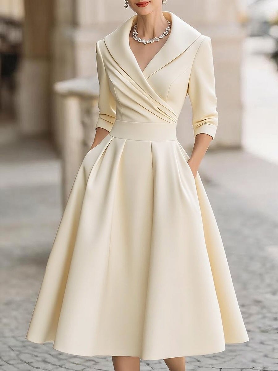 Women Elegant Midi Dress Vintage Style Formal Cocktail - Image 7