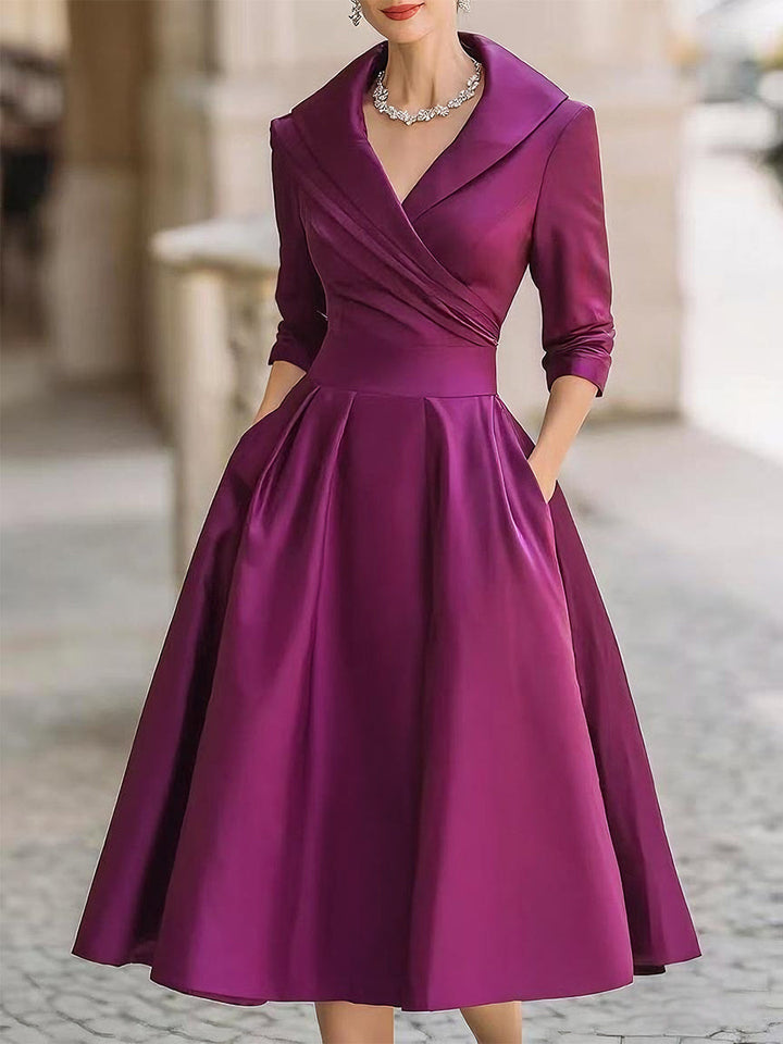 Women Elegant Midi Dress Vintage Style Formal Cocktail - Image 8