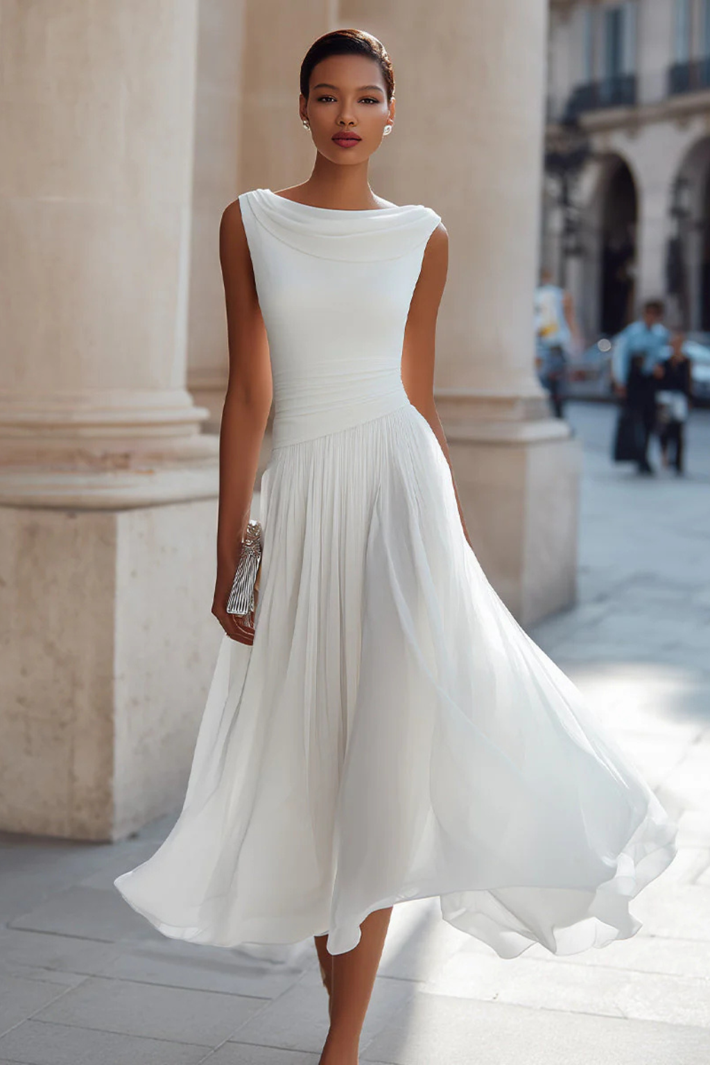 Vienne - Elegantes Plissee Midi Kleid