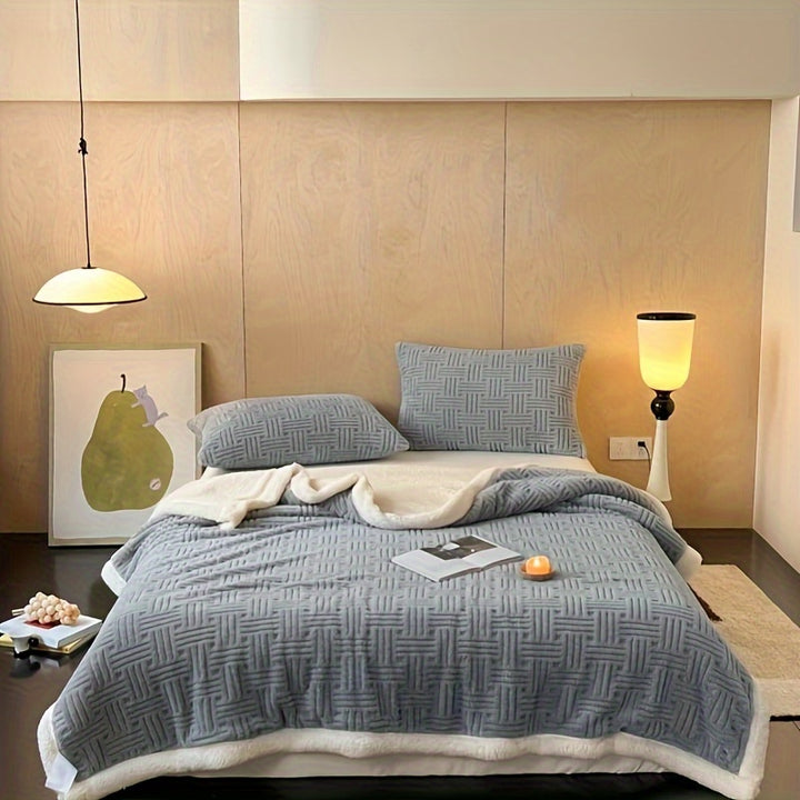 Bedcover Contemporary Knitted Jacquard Sherpa