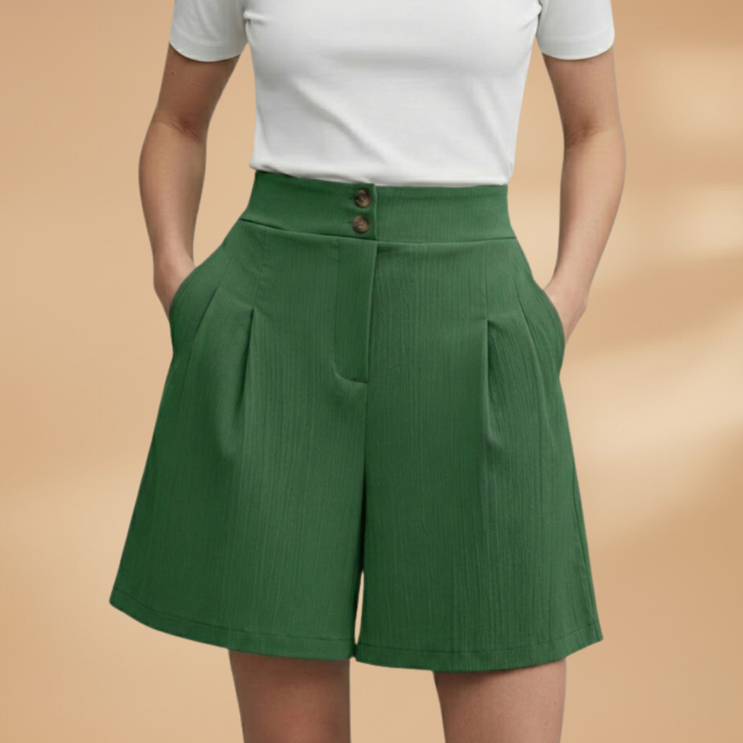 Bella - Damen Shorts mit Knopfleiste und Taillenbund