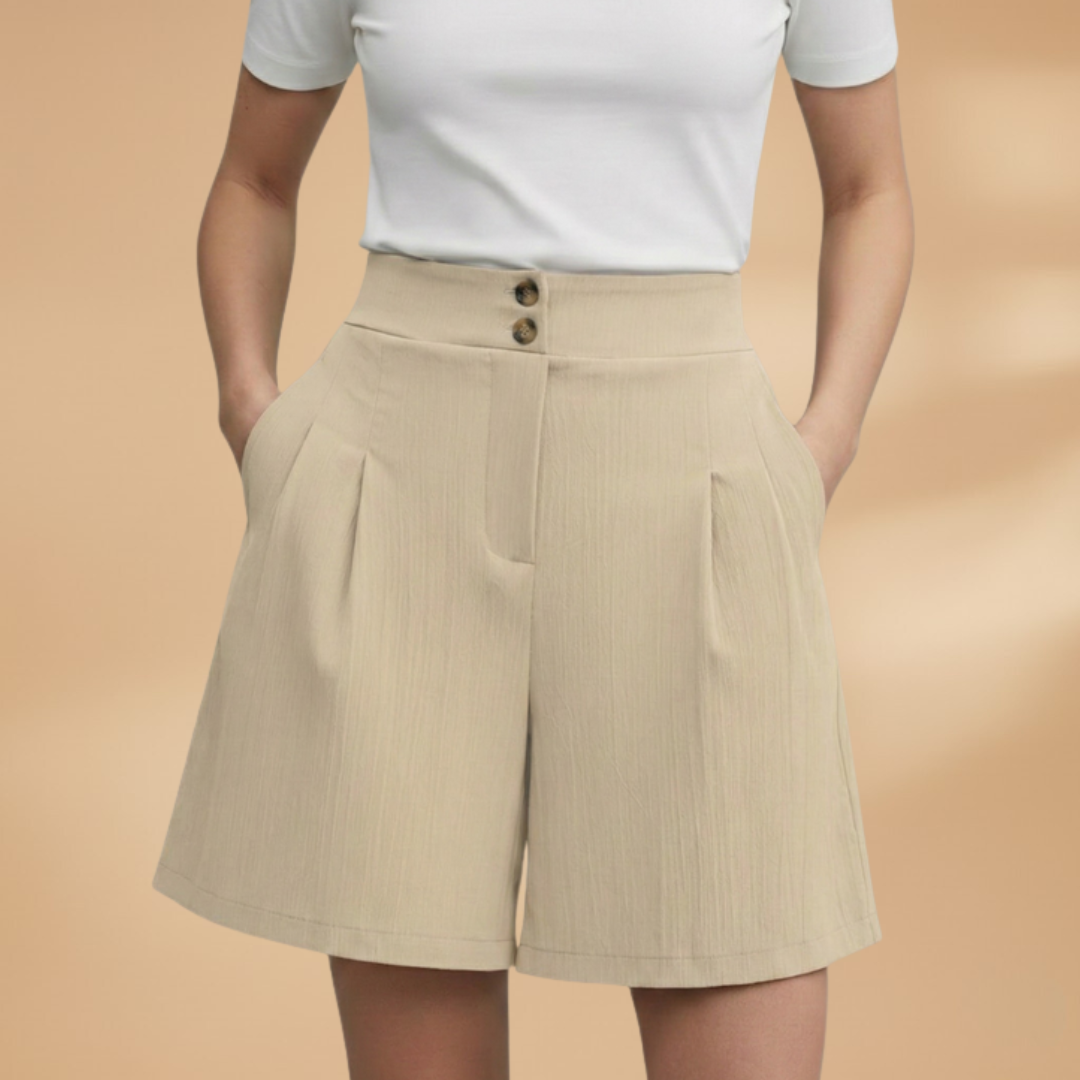 Bella - Damen Shorts mit Knopfleiste und Taillenbund