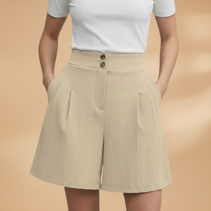 Bella - Damen Shorts mit Knopfleiste und Taillenbund