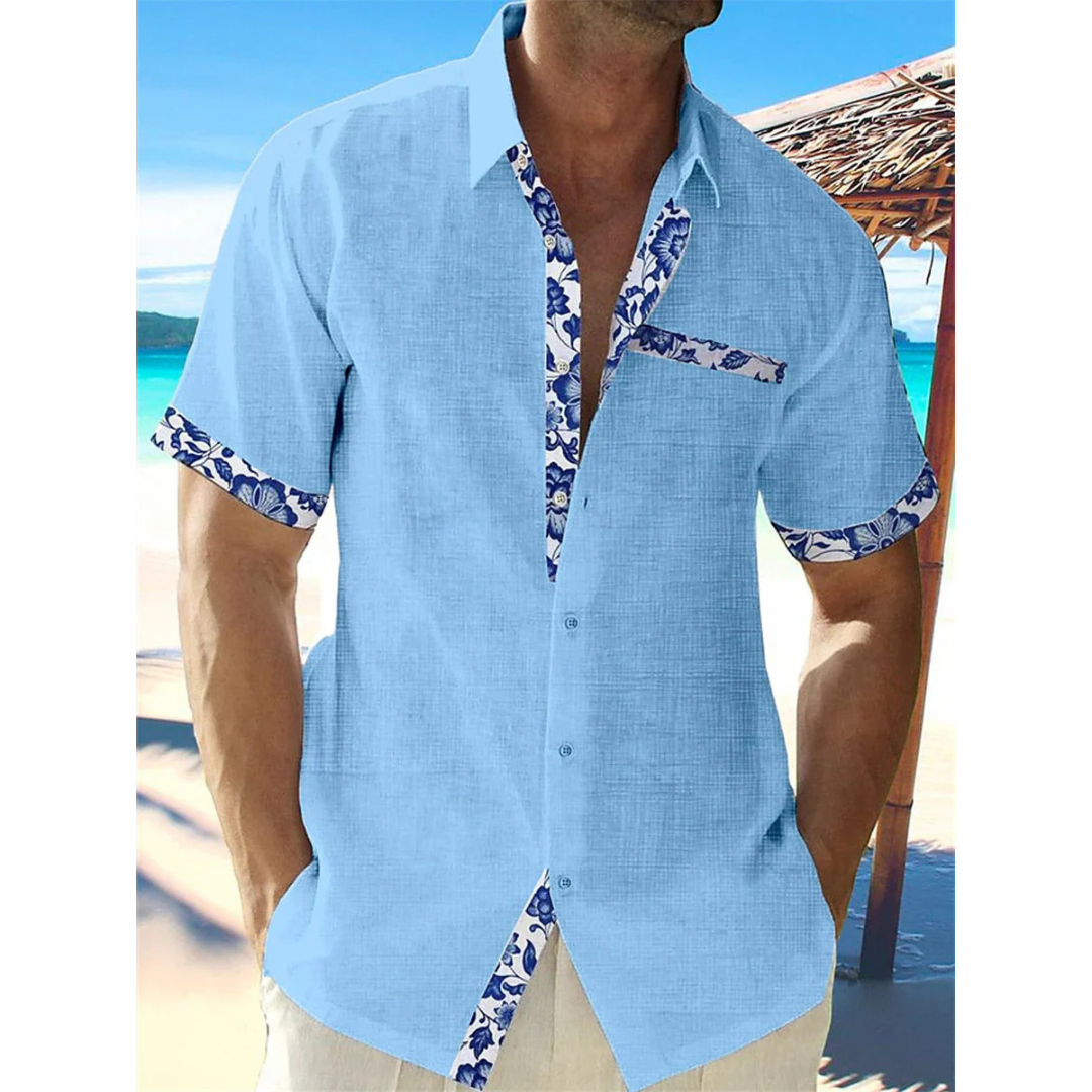 Herren Leinen Kurzarmhemd Sommer Kurzarm
