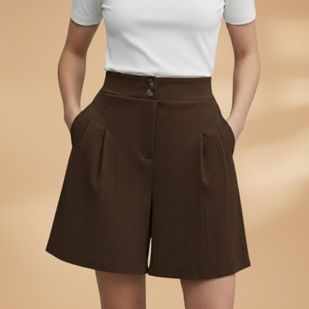 Bella - Damen Shorts mit Knopfleiste und Taillenbund