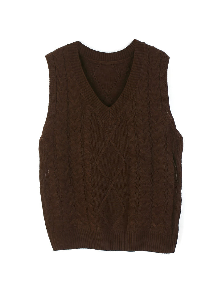 Colleen | Ärmelloser Zopfmuster-Pullover mit V-Ausschnitt - Image 33