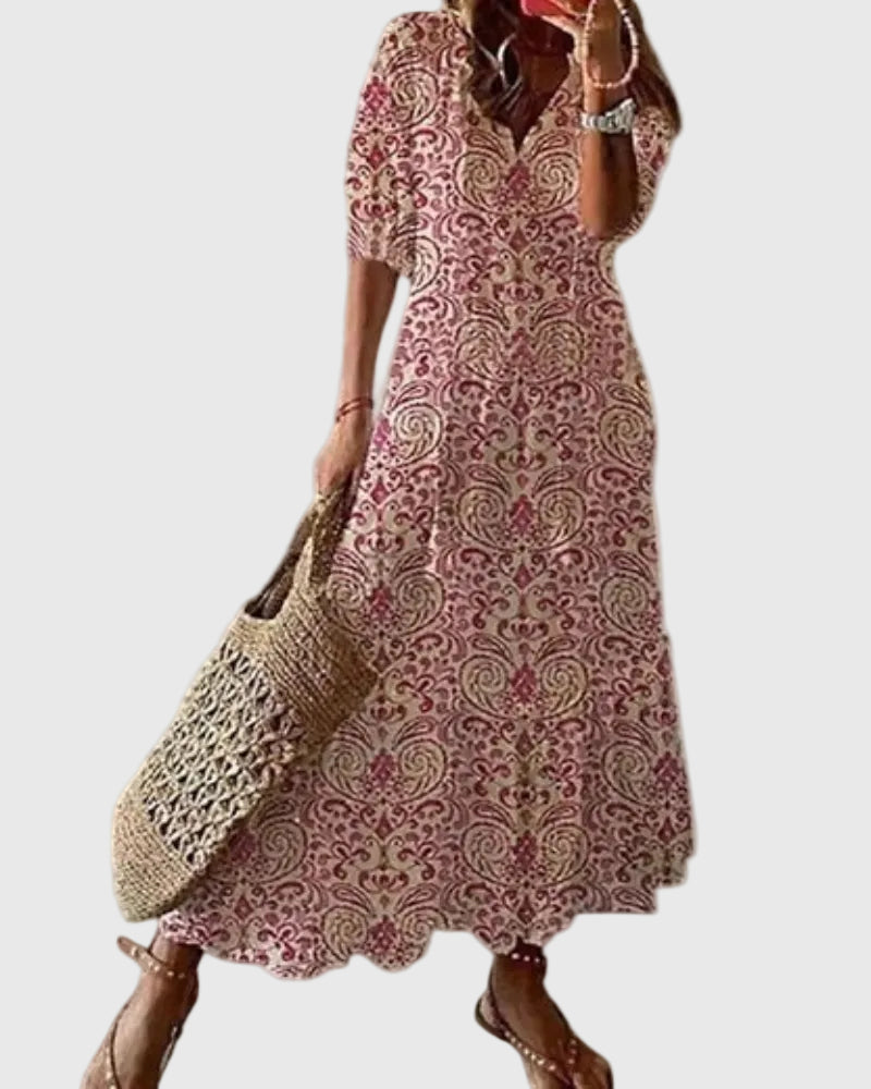 Women Boho Vintage Summer Maxi Dress Flowy Bohemian - Image 4