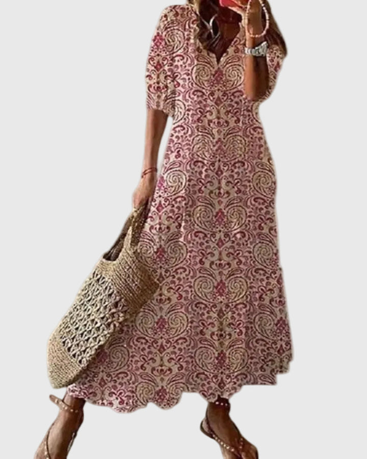 Women Boho Vintage Summer Maxi Dress Flowy Bohemian - Image 4