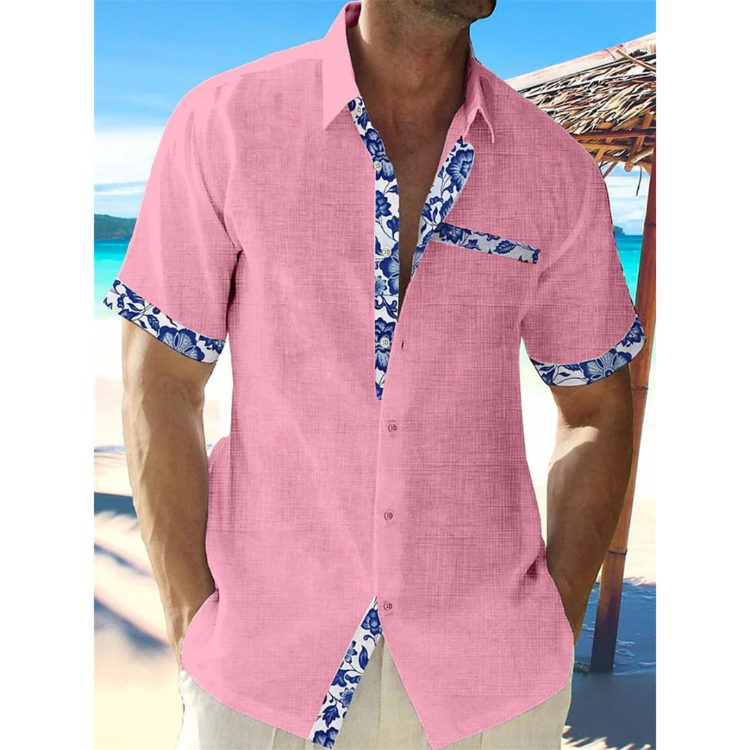 Herren Leinen Kurzarmhemd Sommer Kurzarm - Image 2