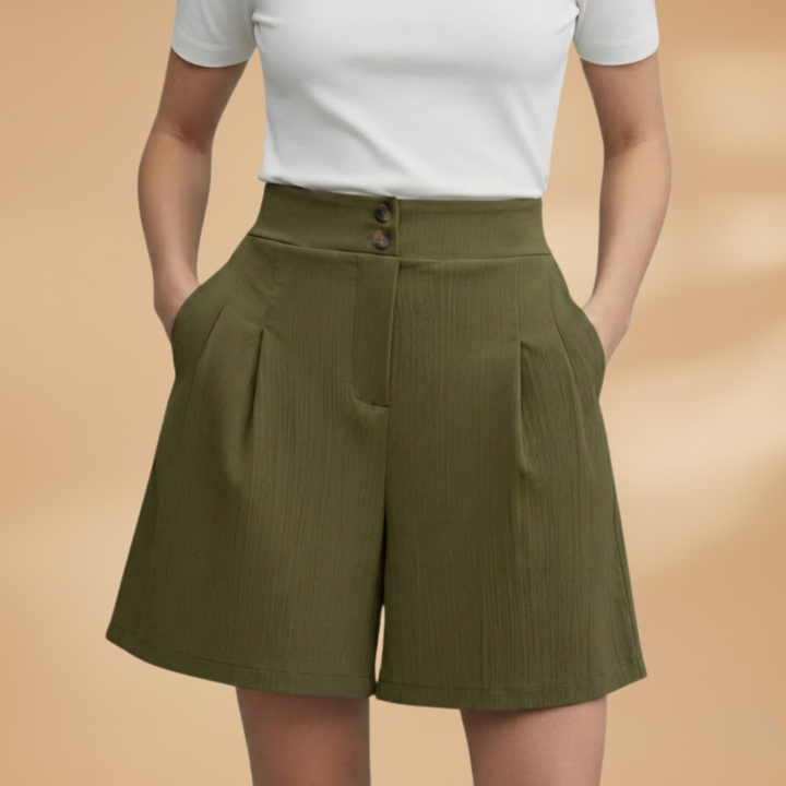 Bella - Damen Shorts mit Knopfleiste und Taillenbund