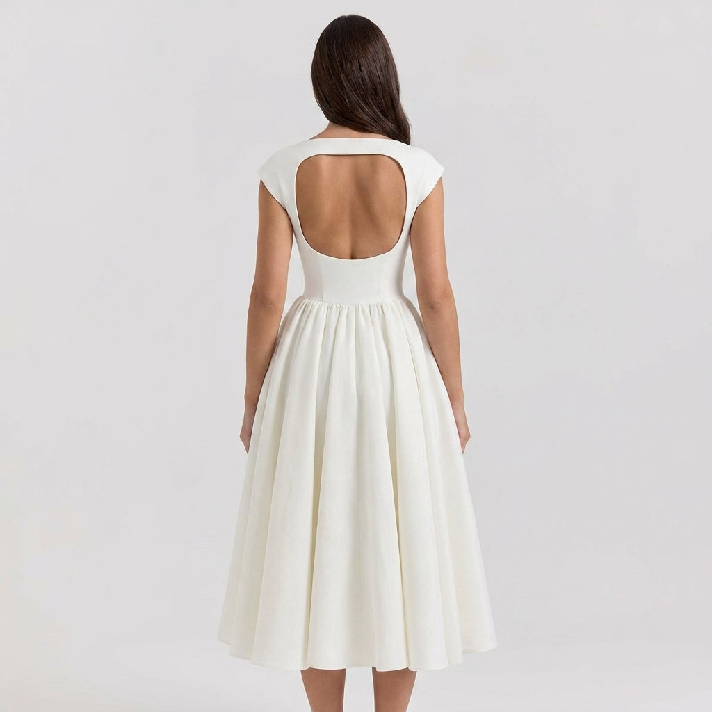 Tahlia - Midi Kleid Mit Struktur Und Cap Ärmeln