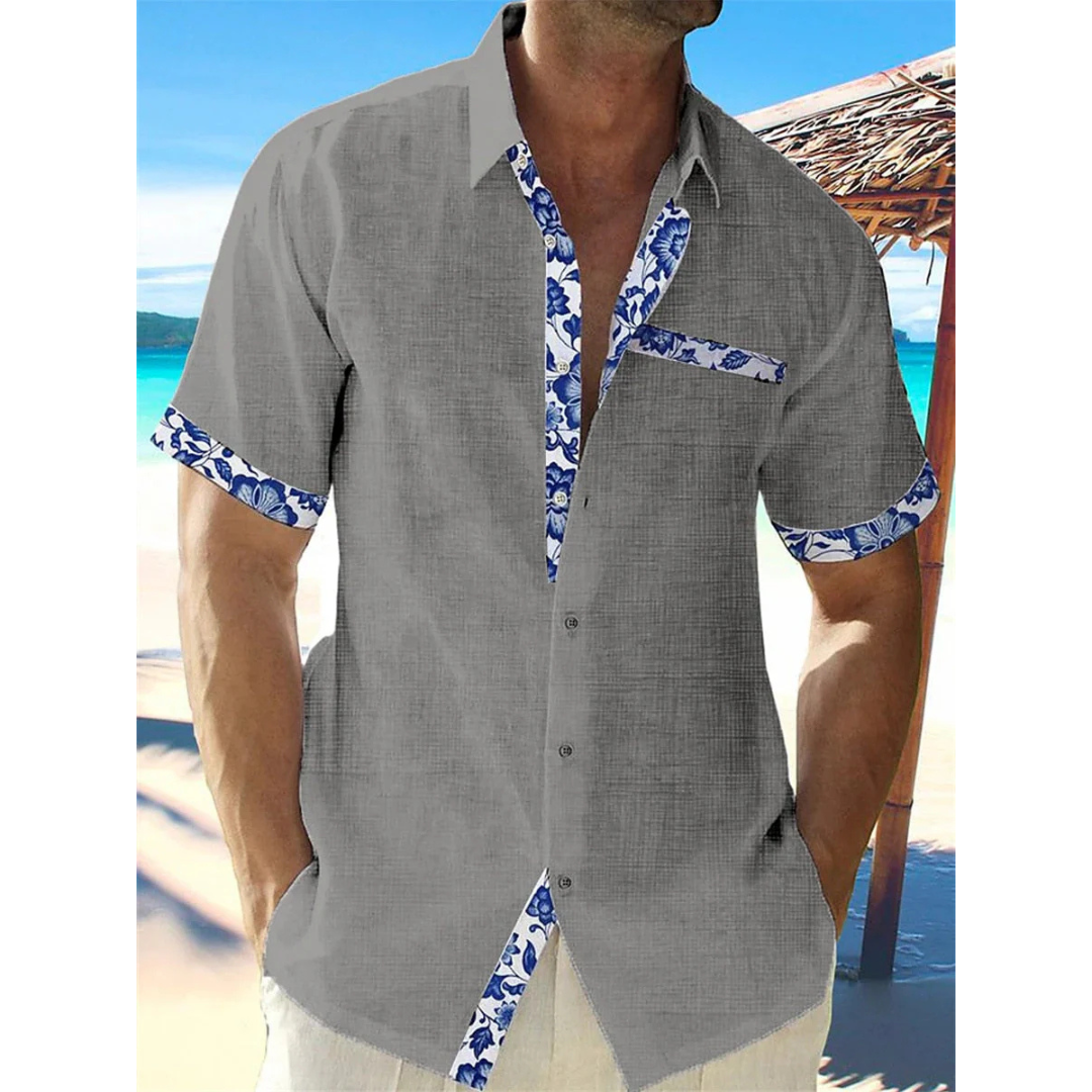 Herren Leinen Kurzarmhemd Sommer Kurzarm - Image 3