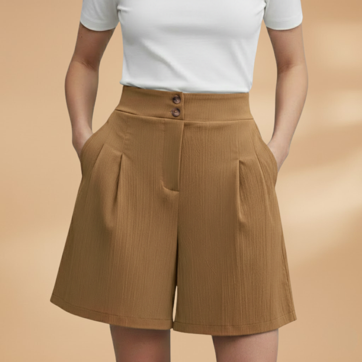 Bella - Damen Shorts mit Knopfleiste und Taillenbund
