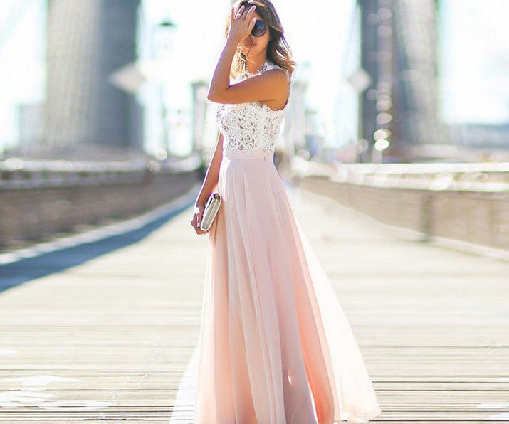 Women Floral Lace Maxi Dress Sleeveless Spring - Image 2