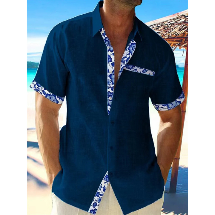 Herren Leinen Kurzarmhemd Sommer Kurzarm - Image 4