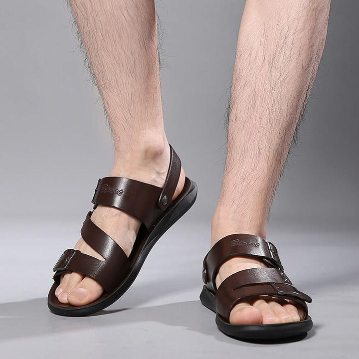 Terrence - Leder Sandalen Mit Schnallenriemen