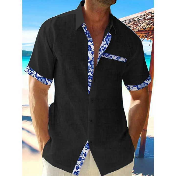 Herren Leinen Kurzarmhemd Sommer Kurzarm - Image 5