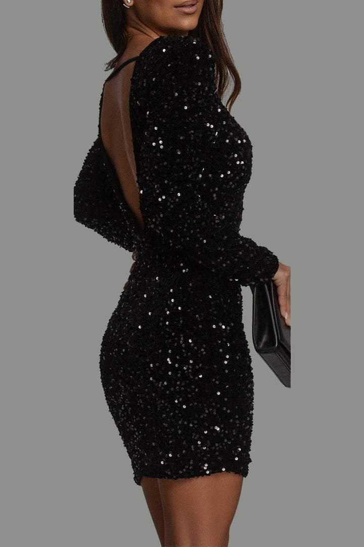 Aurevielle - Glänzendes Rückenfreies Minikleid