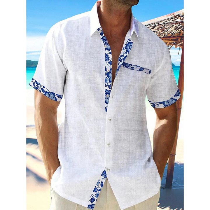 Herren Leinen Kurzarmhemd Sommer Kurzarm - Image 6