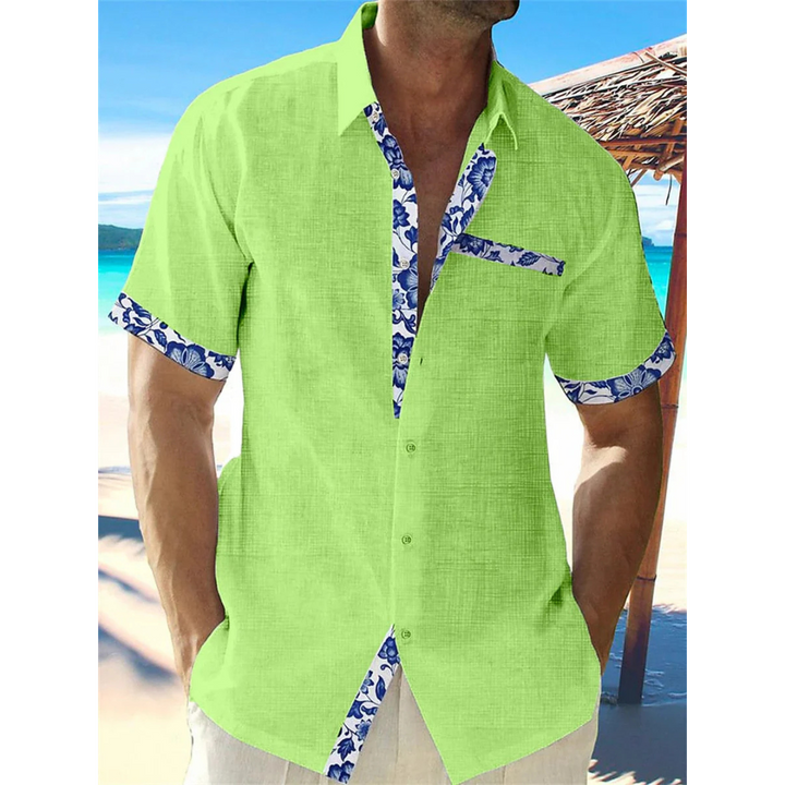 Herren Leinen Kurzarmhemd Sommer Kurzarm - Image 7