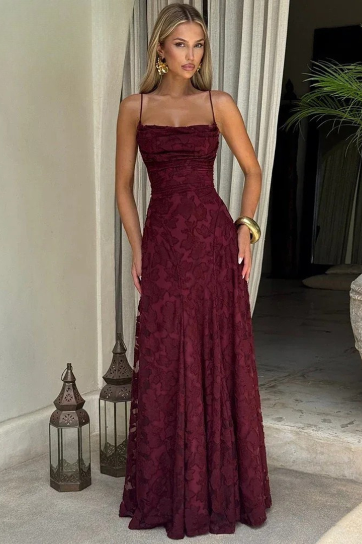 Roséline - Florales Rückenfreies Maxikleid