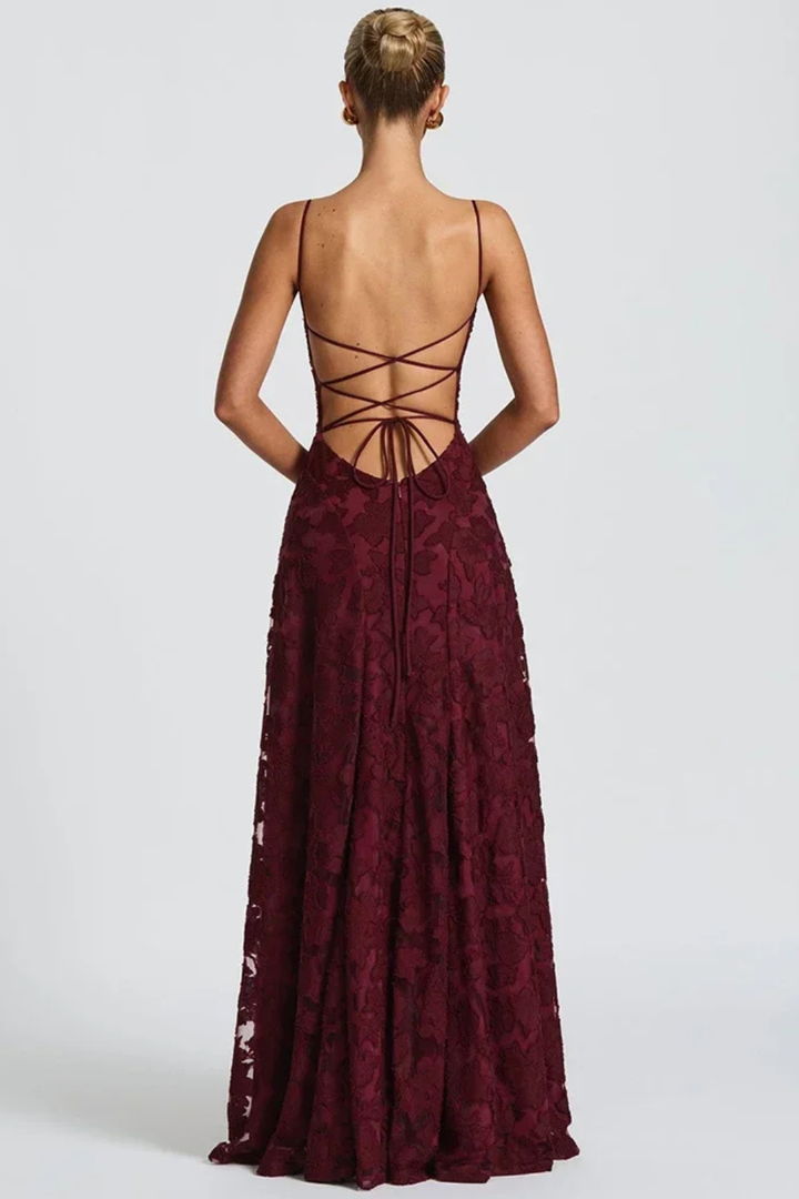 Roséline - Florales Rückenfreies Maxikleid