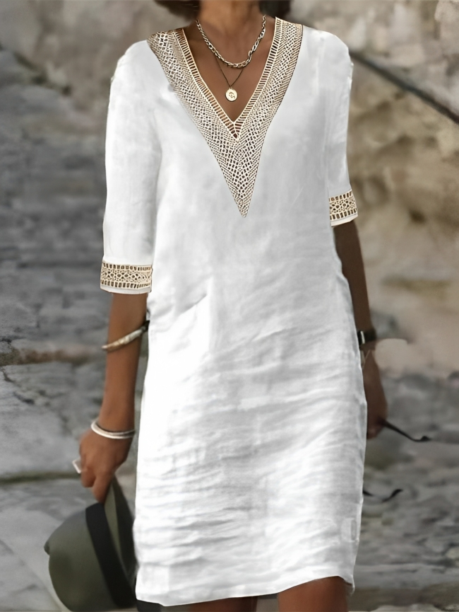 Women Linen Summer Dress Casual Flowy Lightweight