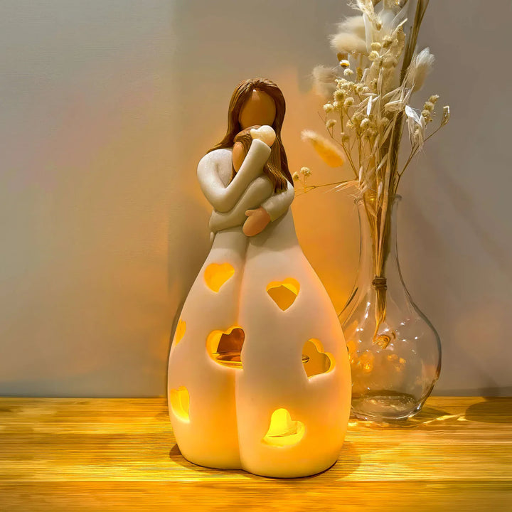 LED table lamp "Mother and Child" | Heart-shaped light design