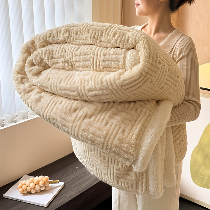 Bedcover Contemporary Knitted Jacquard Sherpa