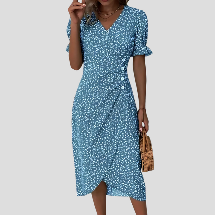 Seraphina – Elegantes Blumen Midi Kleid Damen