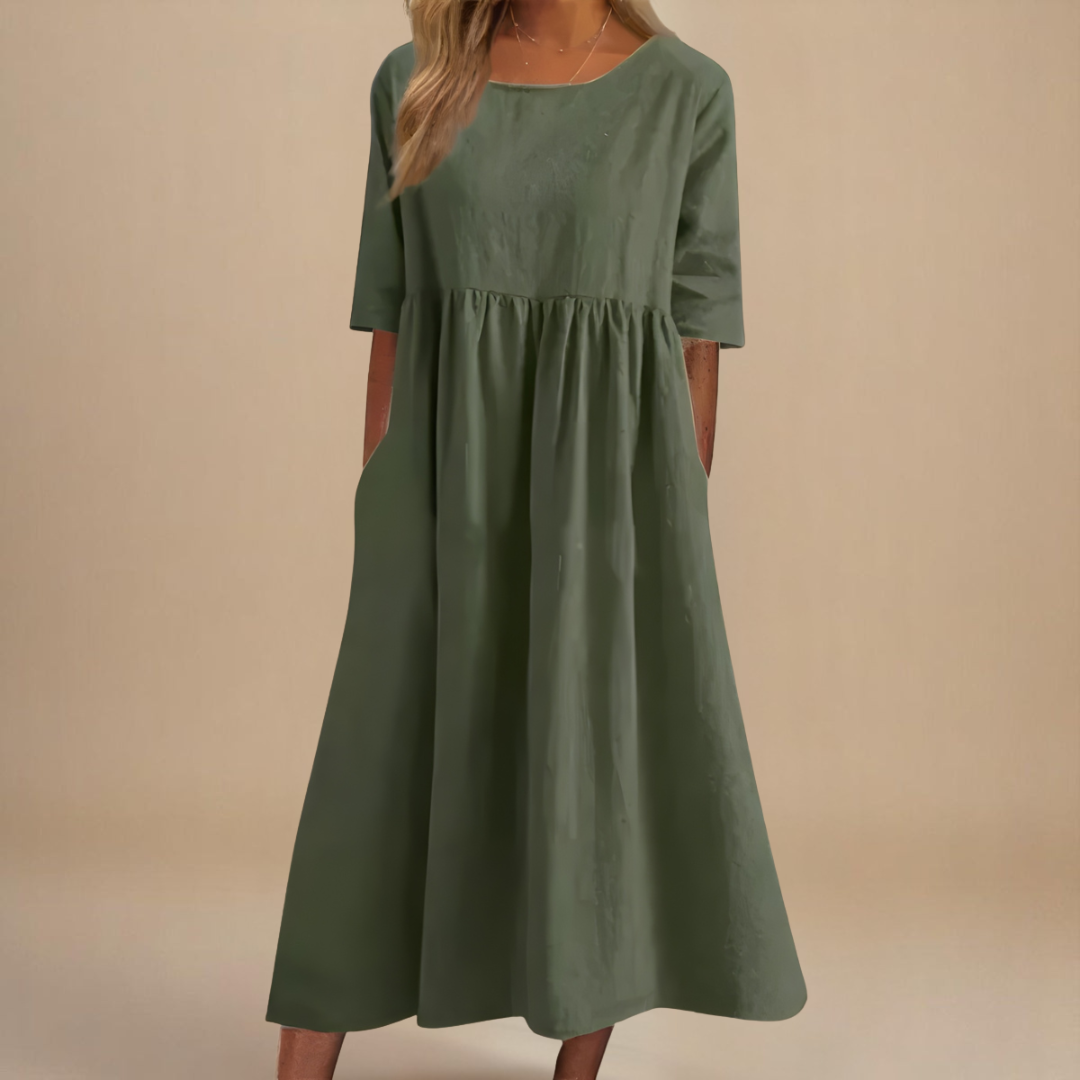 Damen Lockeres Sommerkleid Relaxed Fit Midi mit Taschen - Image 3