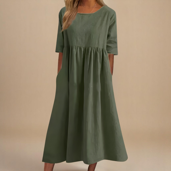 Damen Lockeres Sommerkleid Relaxed Fit Midi mit Taschen - Image 3