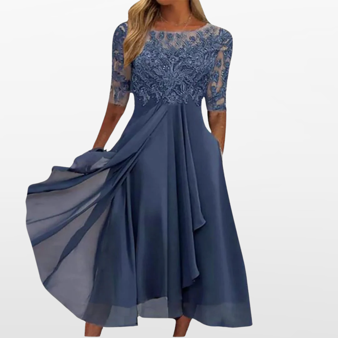 Damen Spitzenkleid Midi Elegant