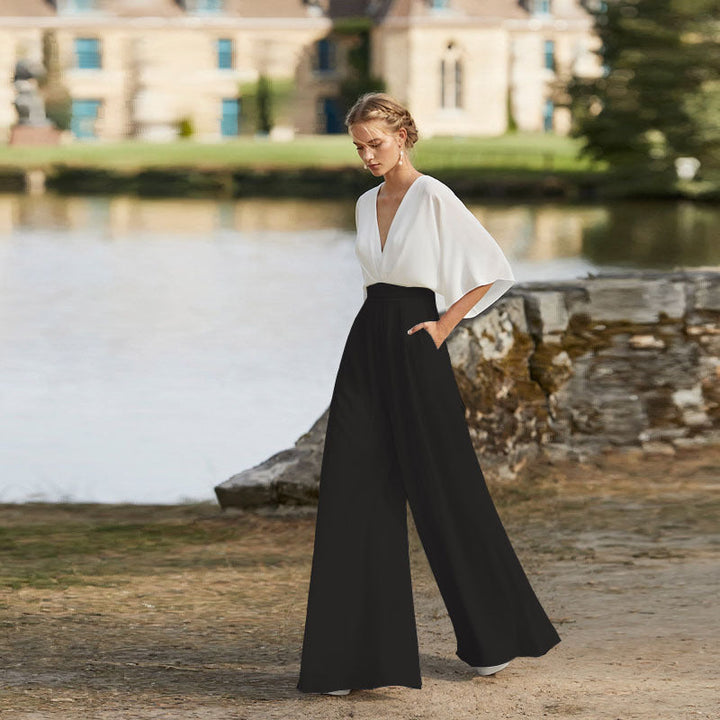 Jedah - Damen Jumpsuit Mit V Ausschnitt