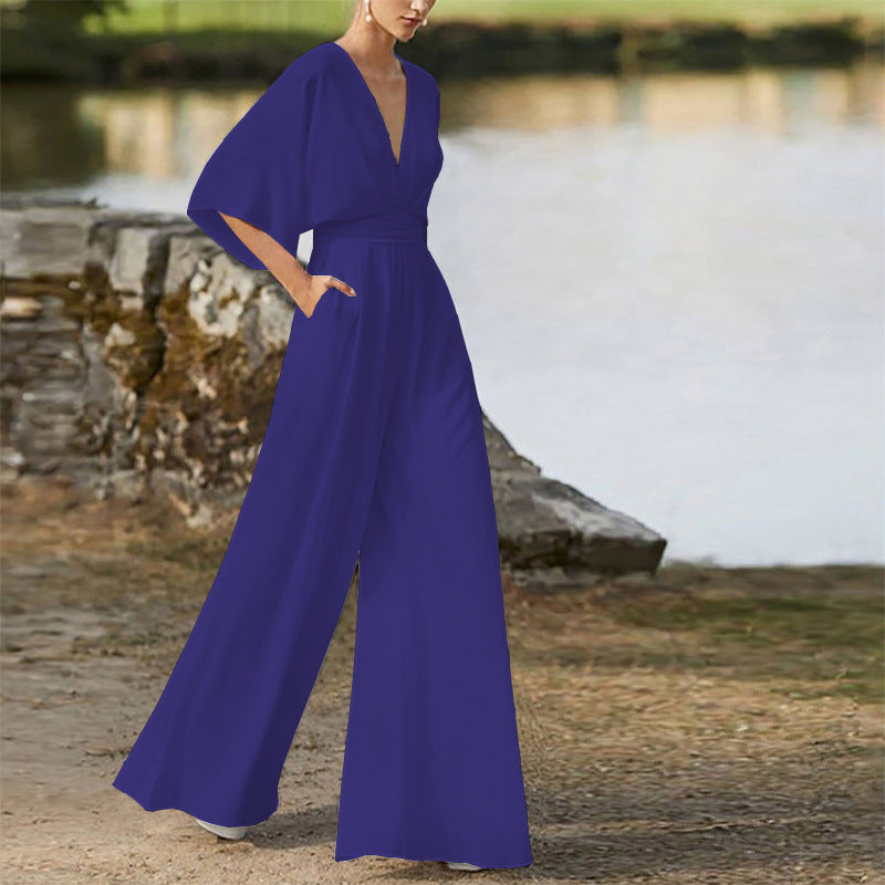 Jedah - Damen Jumpsuit Mit V Ausschnitt