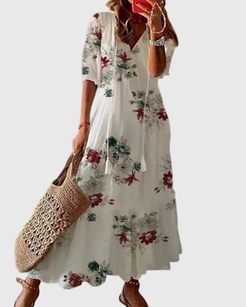 Women Boho Vintage Summer Maxi Dress Flowy Bohemian - Image 7