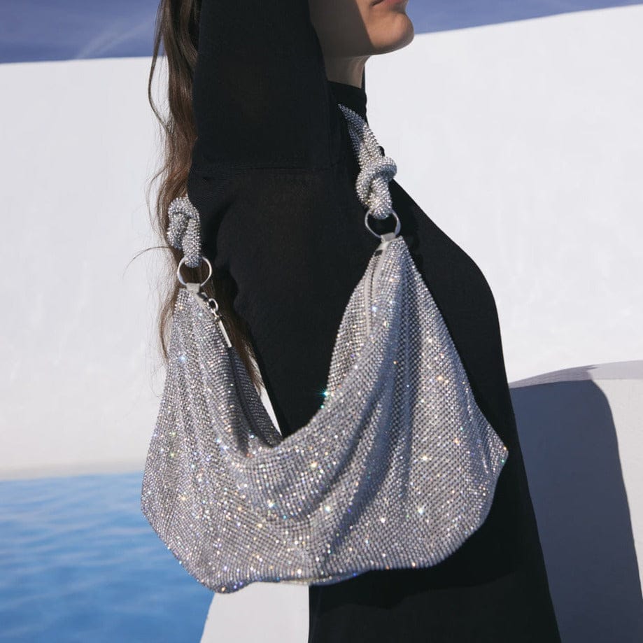 Damen Strass Abendtasche Glitzer Clutch geknotet - Image 6