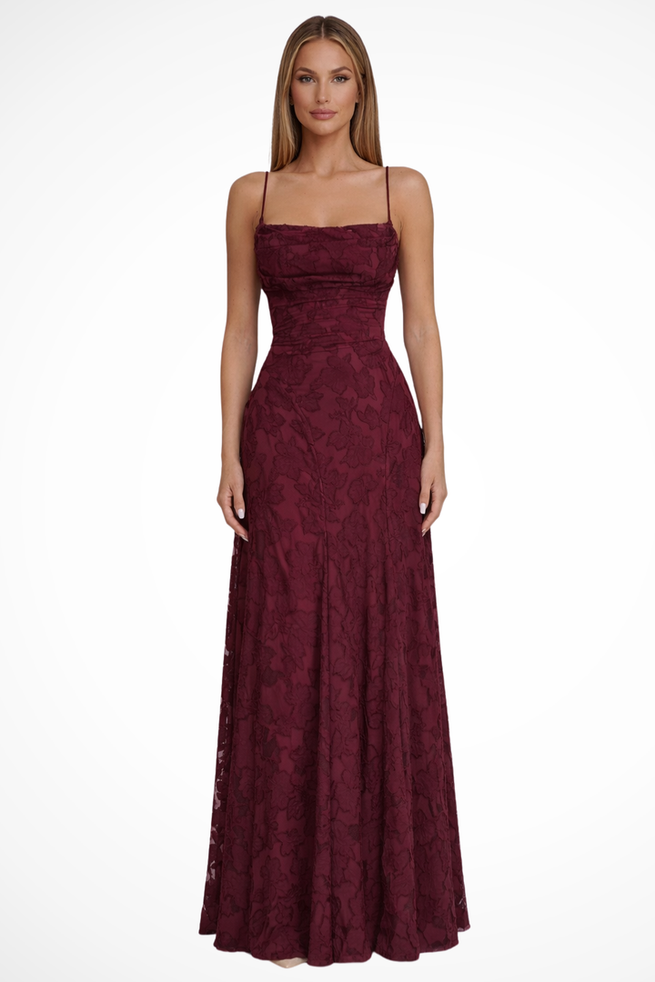 Roséline - Florales Rückenfreies Maxikleid