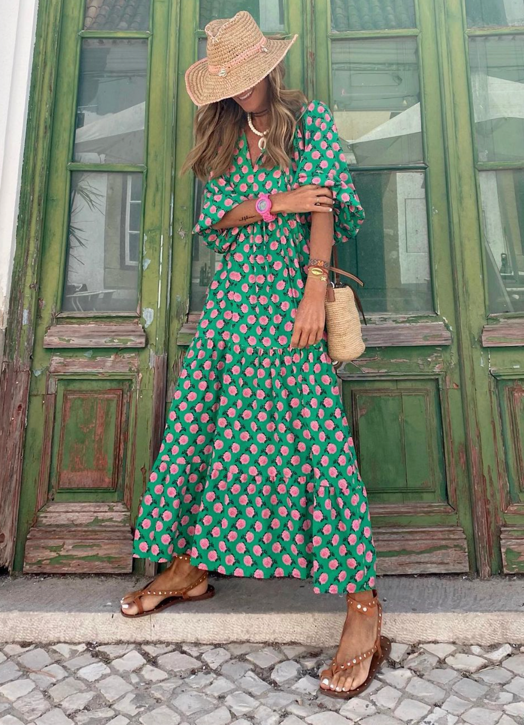 Berthira - Damen Vintage Maxi Sommerkleid