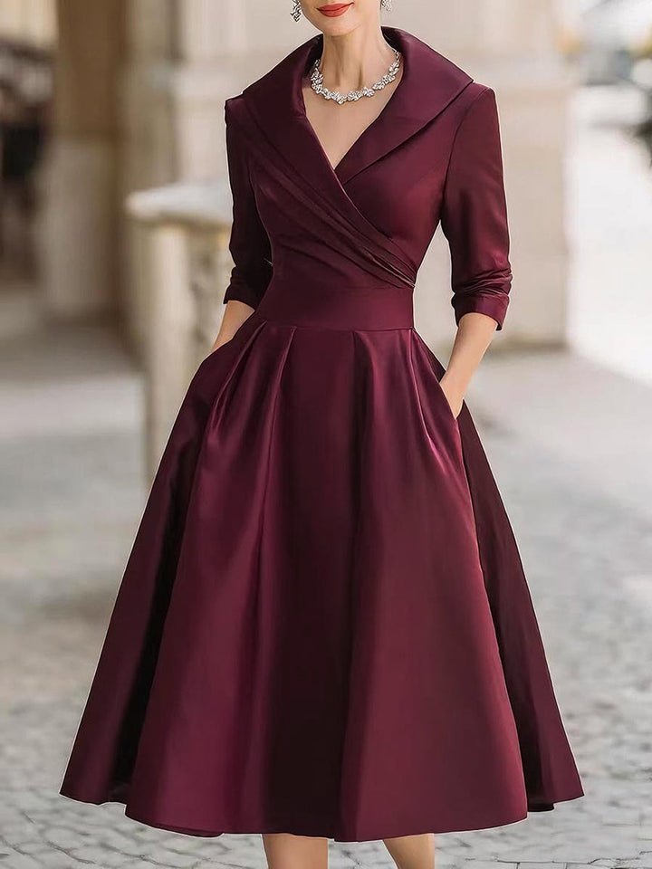 Women Elegant Midi Dress Vintage Style Formal Cocktail - Image 6