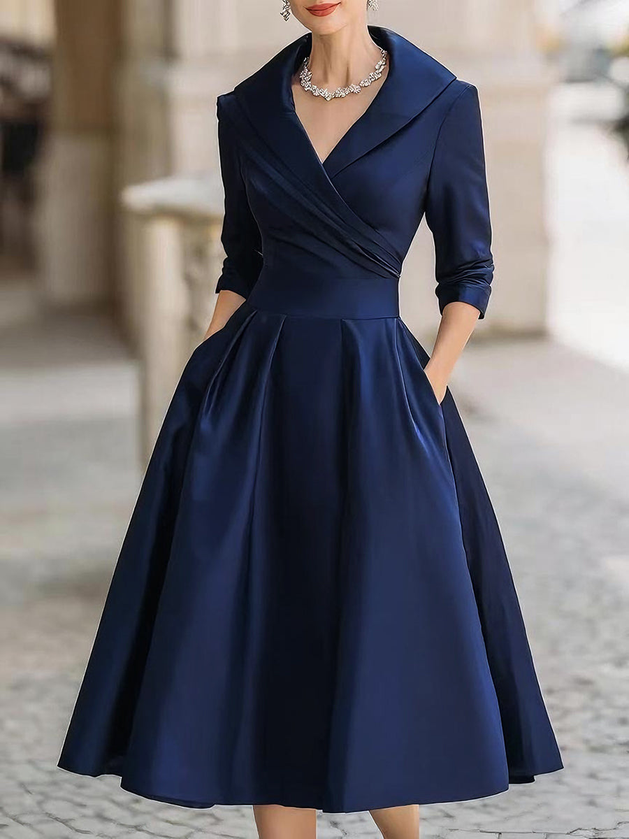 Women Elegant Midi Dress Vintage Style Formal Cocktail - Image 5