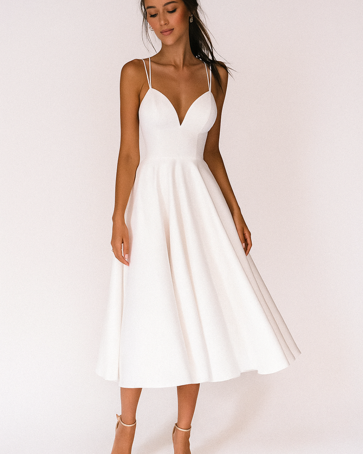 Tamsin - Elegantes V Ausschnitt Kleid